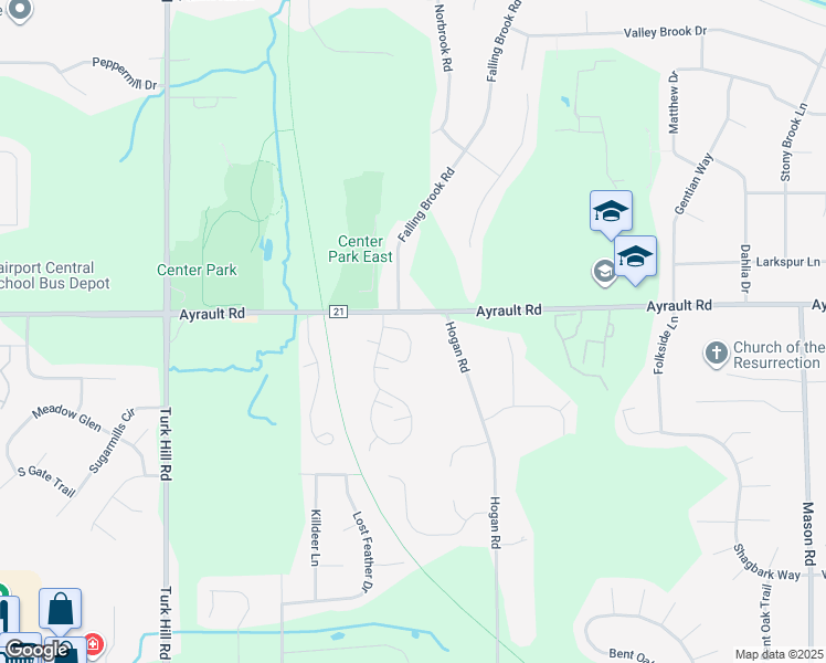 map of restaurants, bars, coffee shops, grocery stores, and more near 10 Teakwood Lane in Fairport