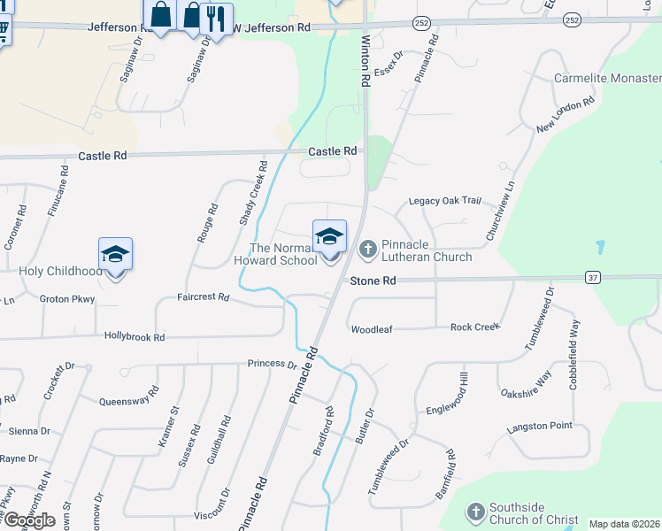 map of restaurants, bars, coffee shops, grocery stores, and more near 275 Pinnacle Road in Rochester