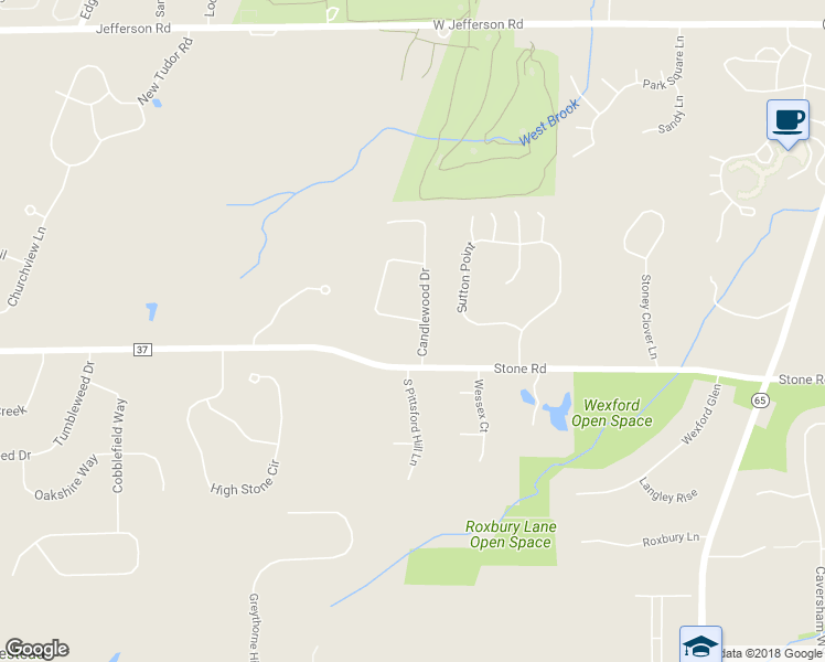 map of restaurants, bars, coffee shops, grocery stores, and more near 5 Candlewood Drive in Pittsford