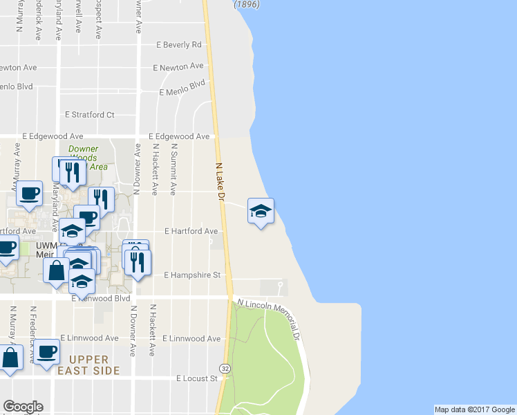 map of restaurants, bars, coffee shops, grocery stores, and more near 3061 East Newport Court in Milwaukee