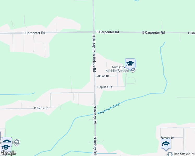 map of restaurants, bars, coffee shops, grocery stores, and more near 5044 North Belsay Road in Flint