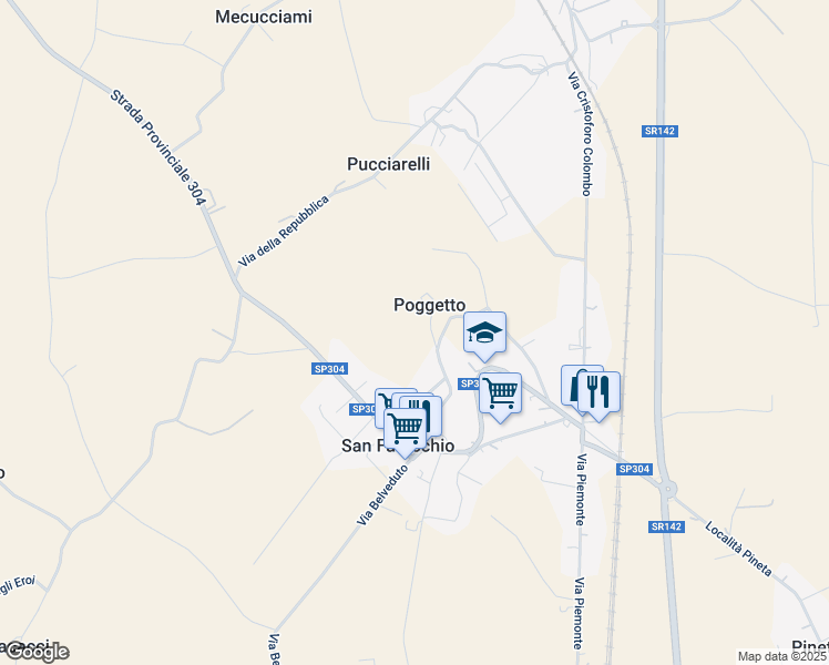 map of restaurants, bars, coffee shops, grocery stores, and more near 1 Località Poggetto in Provincia di Perugia