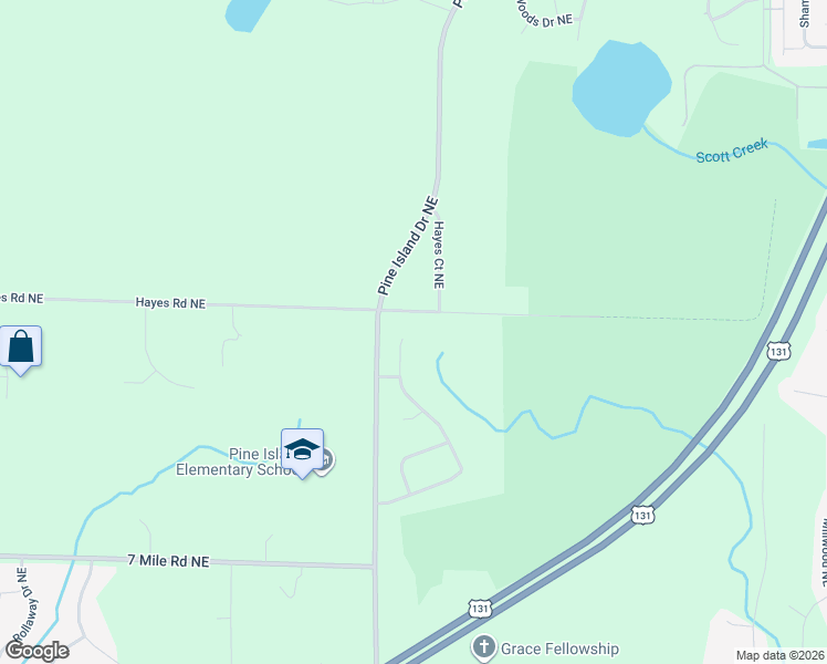 map of restaurants, bars, coffee shops, grocery stores, and more near 861 Scott View Drive Northeast in Comstock Park