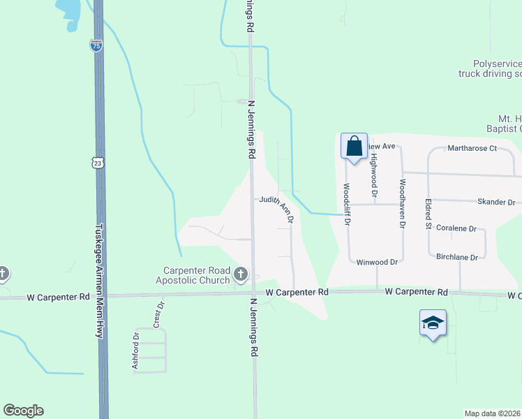 map of restaurants, bars, coffee shops, grocery stores, and more near 5111 Killian Court in Flint