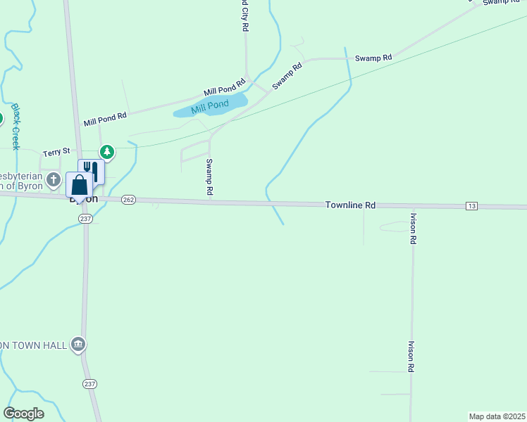 map of restaurants, bars, coffee shops, grocery stores, and more near 6484 New York 262 in Byron