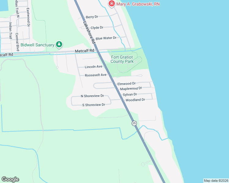 map of restaurants, bars, coffee shops, grocery stores, and more near 3200 North Shoreview Drive in Fort Gratiot Township