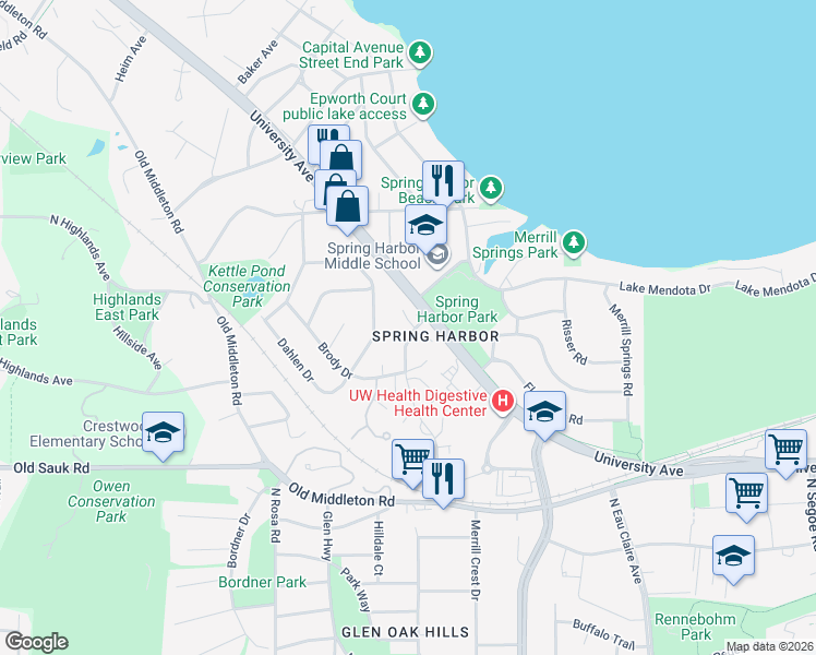 map of restaurants, bars, coffee shops, grocery stores, and more near 40 Craig Avenue in Madison