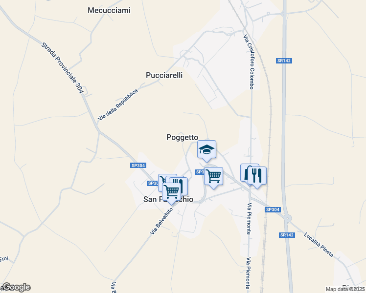 map of restaurants, bars, coffee shops, grocery stores, and more near 1 Località Poggetto in Provincia di Perugia