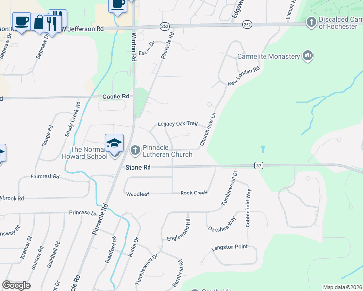 map of restaurants, bars, coffee shops, grocery stores, and more near 27 Hayfield Way in Pittsford