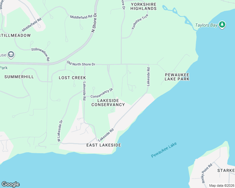 map of restaurants, bars, coffee shops, grocery stores, and more near W285N3352 Lakeside Ridge Court in Pewaukee
