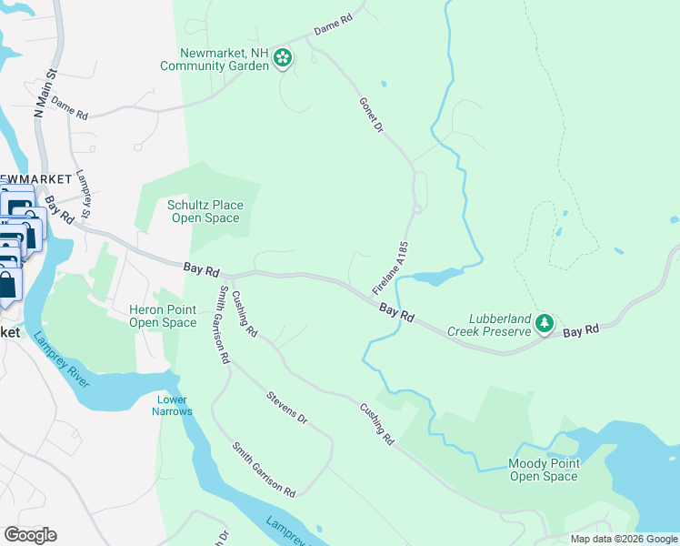map of restaurants, bars, coffee shops, grocery stores, and more near 95 Bay Road in Newmarket