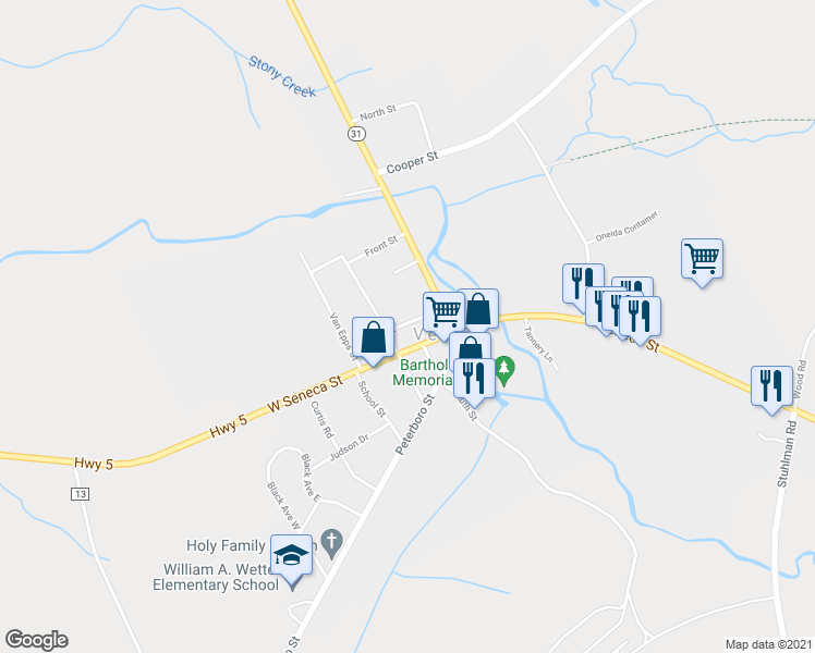 map of restaurants, bars, coffee shops, grocery stores, and more near 12 Mill Street in Vernon