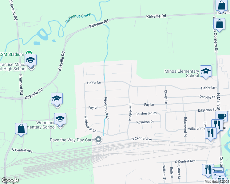 map of restaurants, bars, coffee shops, grocery stores, and more near 106 Teaslewood Ln in Minoa
