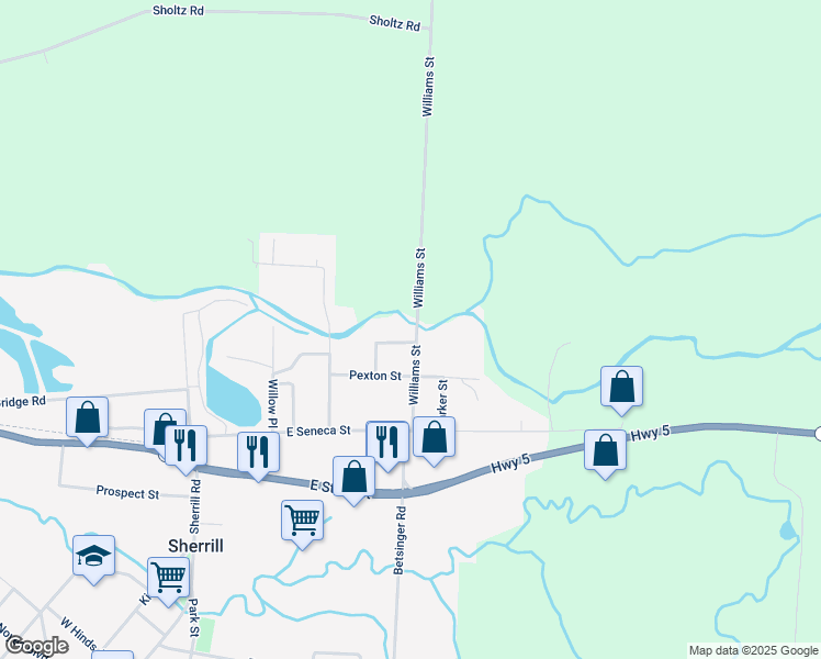 map of restaurants, bars, coffee shops, grocery stores, and more near 173 Williams St in Sherrill