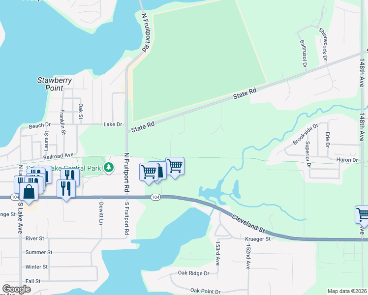 map of restaurants, bars, coffee shops, grocery stores, and more near 17182 Arthur Court in Spring Lake