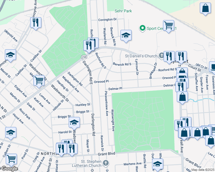 map of restaurants, bars, coffee shops, grocery stores, and more near 490 Pleasantview Avenue in Syracuse