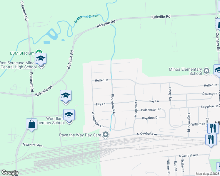 map of restaurants, bars, coffee shops, grocery stores, and more near 304 Ripplebrook Ln in Minoa