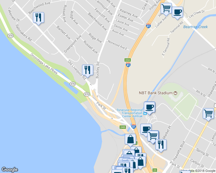map of restaurants, bars, coffee shops, grocery stores, and more near 100 Buckley Road in Liverpool