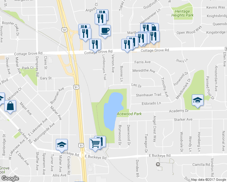 map of restaurants, bars, coffee shops, grocery stores, and more near 4499 Leo Drive in Madison