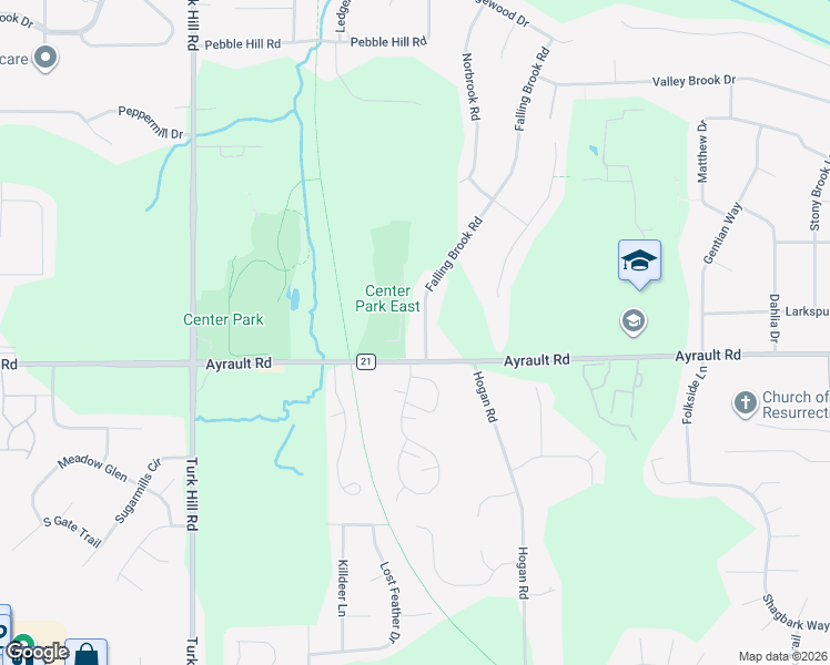 map of restaurants, bars, coffee shops, grocery stores, and more near 5 Falling Brook Rd in Fairport