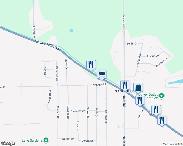 map of restaurants, bars, coffee shops, grocery stores, and more near 3144 Niagara Falls Boulevard in North Tonawanda