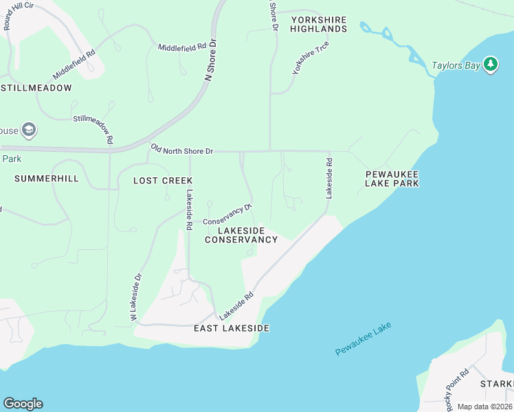 map of restaurants, bars, coffee shops, grocery stores, and more near W285N3352 Lakeside Ridge Court in Pewaukee