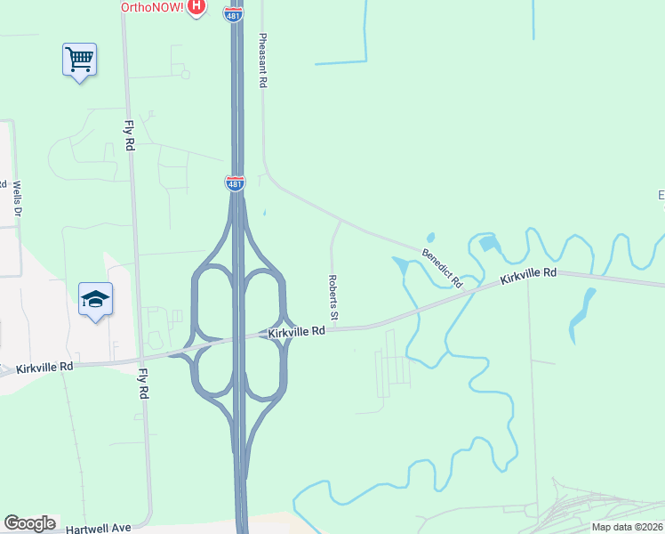 map of restaurants, bars, coffee shops, grocery stores, and more near Roberts Street in Onondaga County