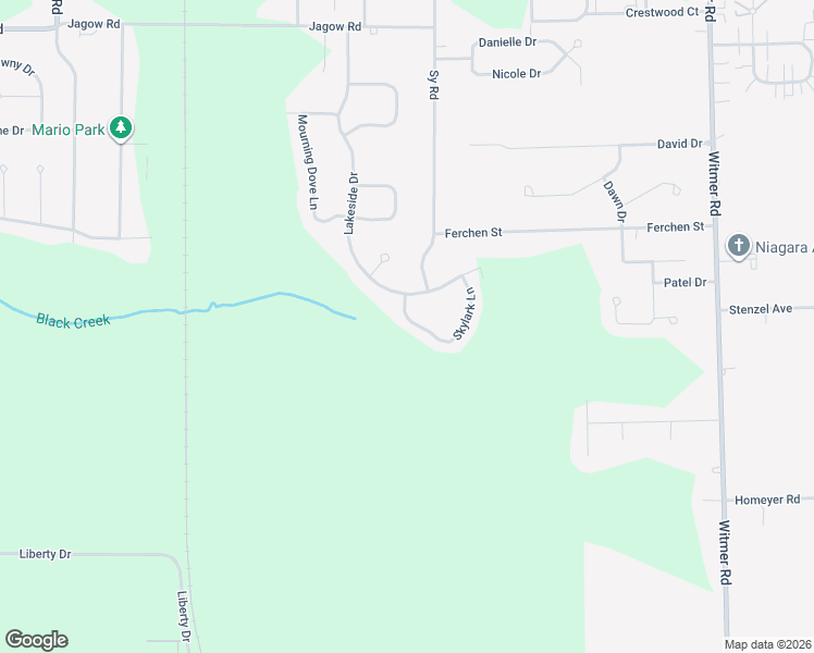 map of restaurants, bars, coffee shops, grocery stores, and more near 7 Skylark Lane in Niagara Falls
