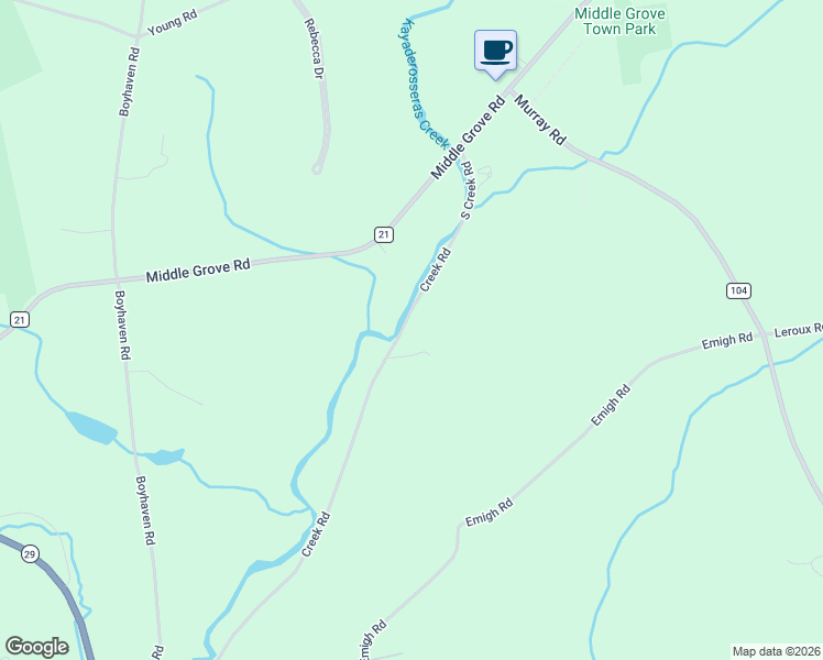 map of restaurants, bars, coffee shops, grocery stores, and more near 4120 South Creek Road in Middle Grove