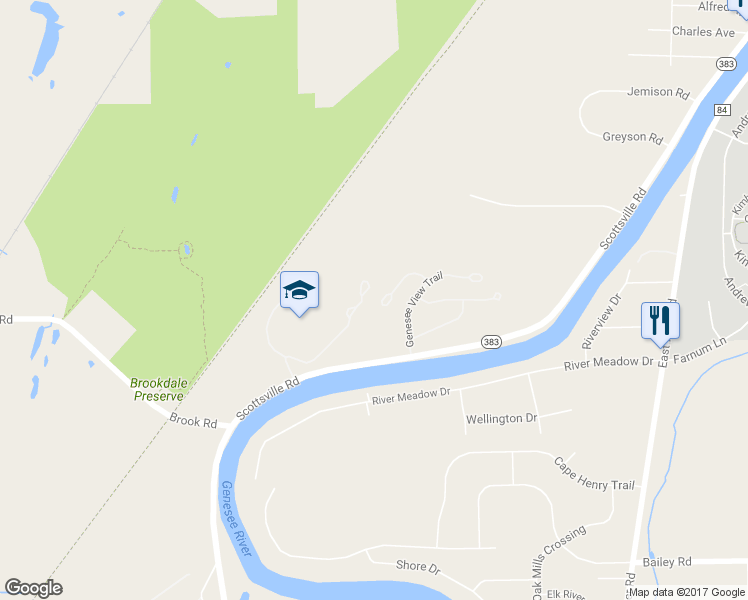 map of restaurants, bars, coffee shops, grocery stores, and more near 47 Overview Circle in Rochester