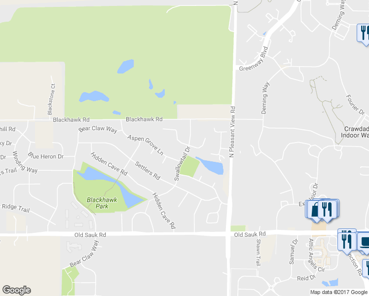 map of restaurants, bars, coffee shops, grocery stores, and more near 2 Hawk Feather Circle in Madison