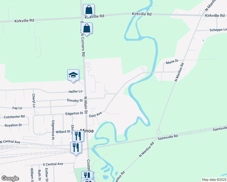 map of restaurants, bars, coffee shops, grocery stores, and more near 217 Osborne Street in Minoa