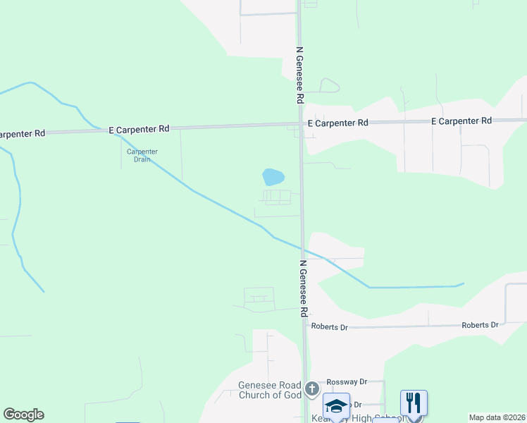 map of restaurants, bars, coffee shops, grocery stores, and more near 4472 Labean Court in Flint