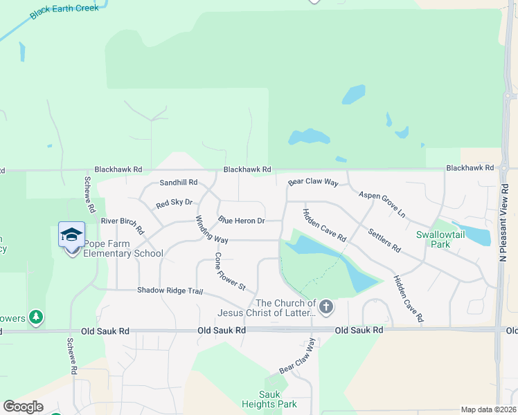 map of restaurants, bars, coffee shops, grocery stores, and more near 9514 Blue Heron Drive in Middleton