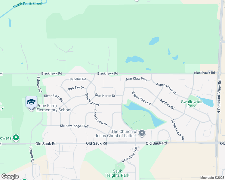 map of restaurants, bars, coffee shops, grocery stores, and more near 9514 Blue Heron Drive in Middleton