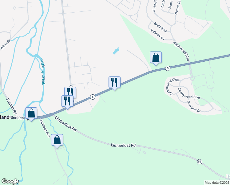 map of restaurants, bars, coffee shops, grocery stores, and more near 7856 New York 5 in Clinton