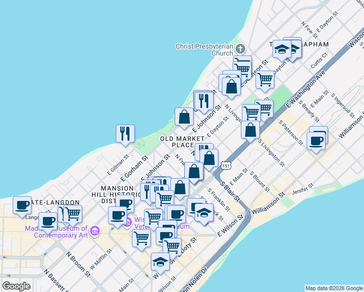 map of restaurants, bars, coffee shops, grocery stores, and more near in Madison