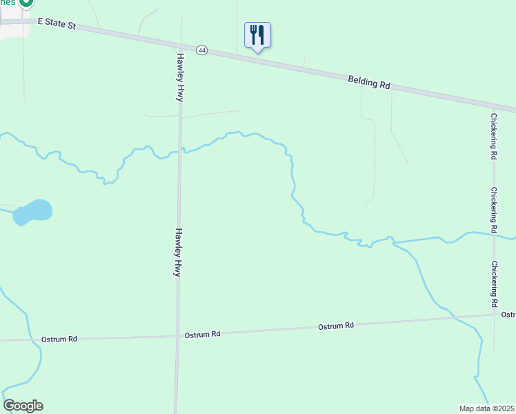 map of restaurants, bars, coffee shops, grocery stores, and more near 6364-6498 Hawley Highway in Belding
