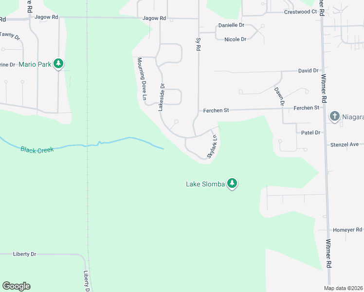 map of restaurants, bars, coffee shops, grocery stores, and more near 1 Skylark Lane in Niagara Falls