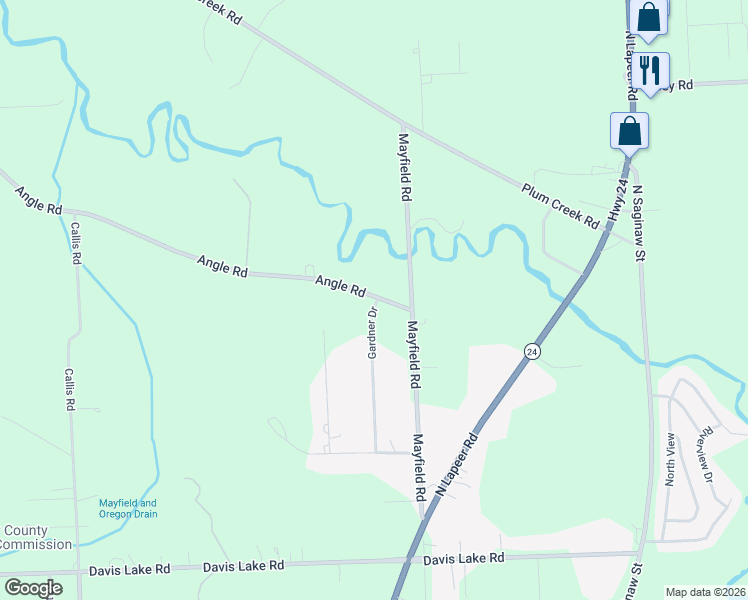 map of restaurants, bars, coffee shops, grocery stores, and more near 1937 Gardner Drive in Lapeer