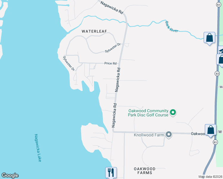 map of restaurants, bars, coffee shops, grocery stores, and more near 2725 Nagawicka Road in Hartland