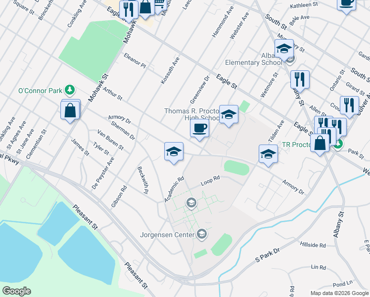 map of restaurants, bars, coffee shops, grocery stores, and more near in Utica