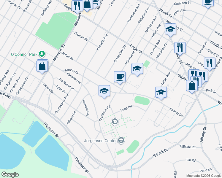 map of restaurants, bars, coffee shops, grocery stores, and more near in Utica