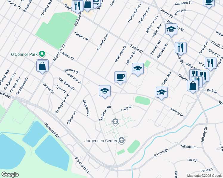 map of restaurants, bars, coffee shops, grocery stores, and more near in Utica