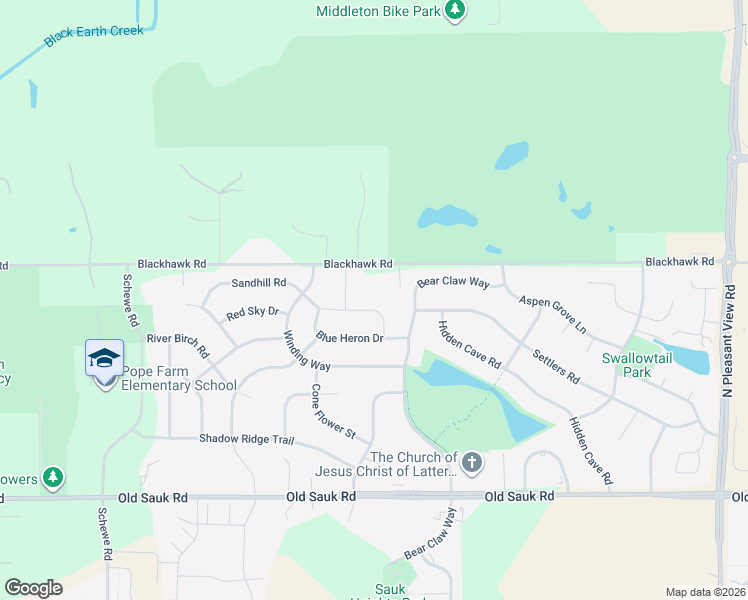 map of restaurants, bars, coffee shops, grocery stores, and more near 9501 Blackhawk Road in Middleton