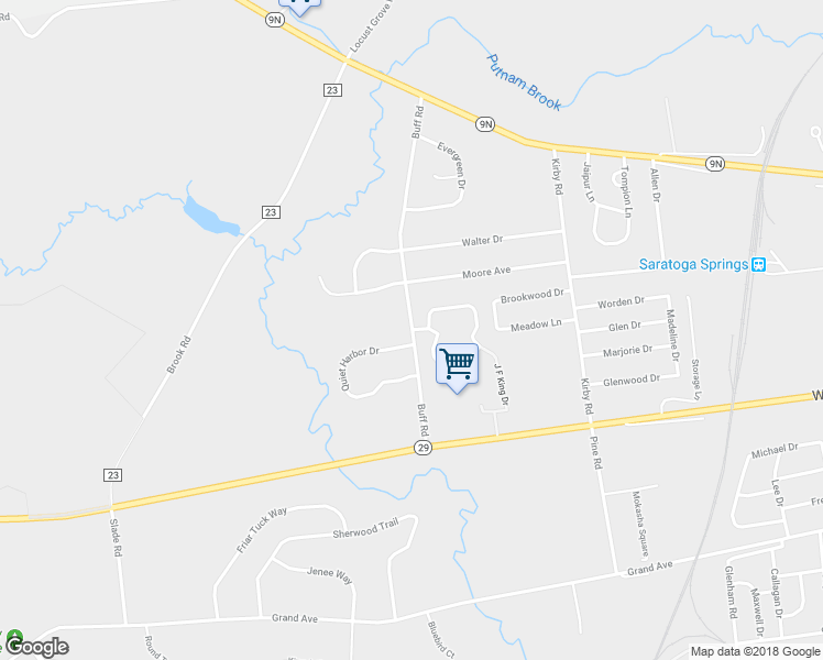 map of restaurants, bars, coffee shops, grocery stores, and more near 3 Buff Road in Saratoga Springs