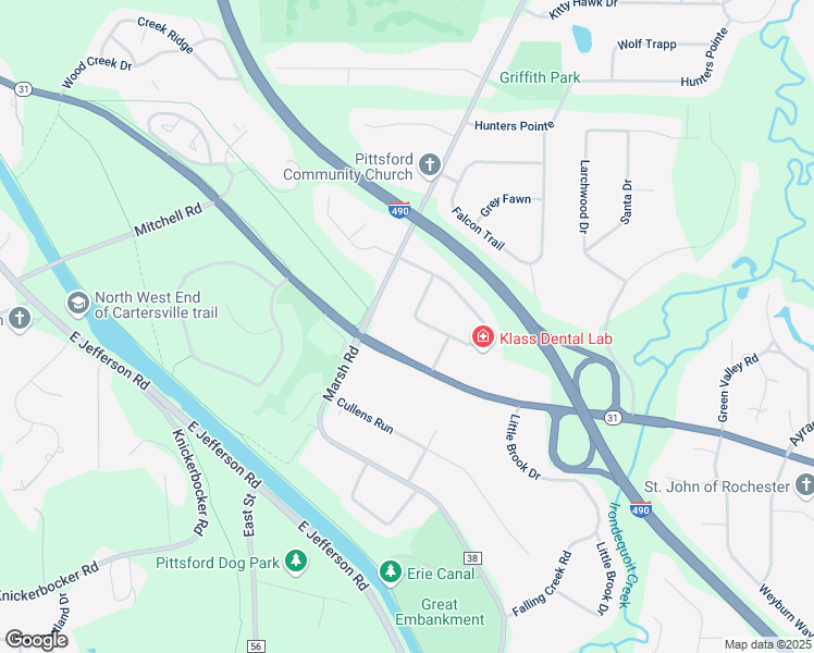 map of restaurants, bars, coffee shops, grocery stores, and more near 482 Marsh Road in Pittsford