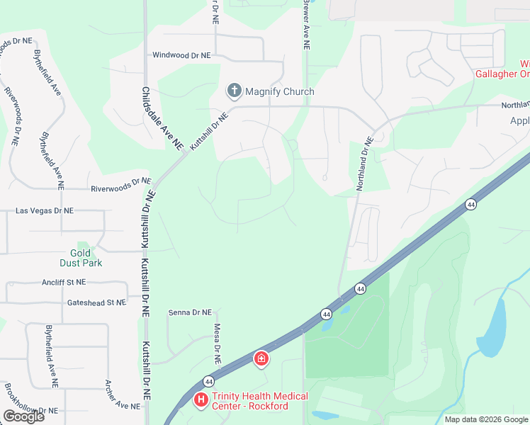 map of restaurants, bars, coffee shops, grocery stores, and more near 6690 Kuttshill Drive Northeast in Rockford