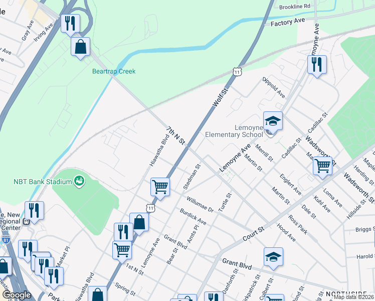 map of restaurants, bars, coffee shops, grocery stores, and more near in Syracuse