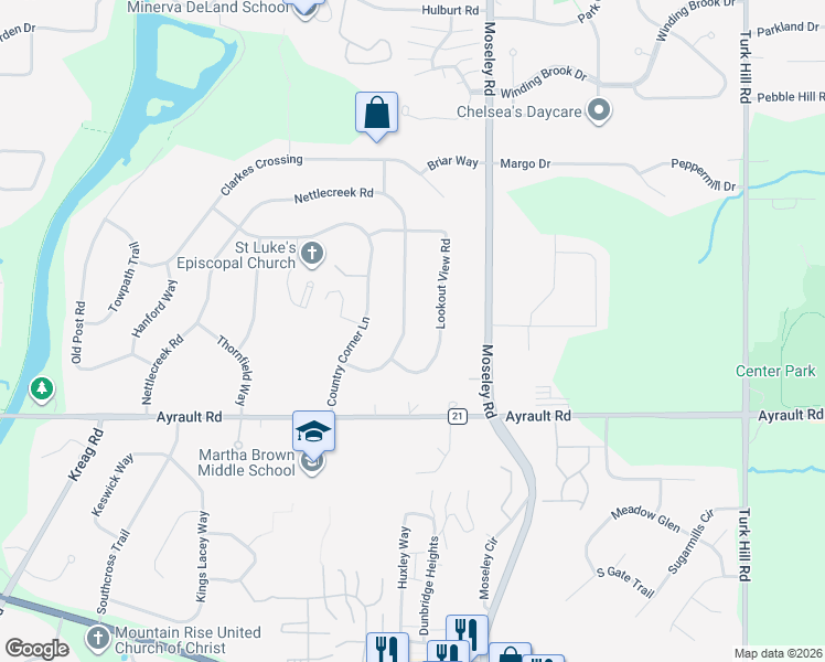 map of restaurants, bars, coffee shops, grocery stores, and more near 120 Nettlecreek Road in Fairport